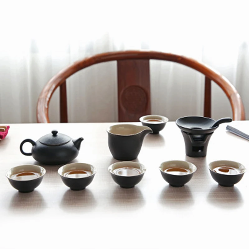 

Black Pottery China Kung Fu Tea Antique Set Home Tea House Hotel Green Tea / Black Tea Set Business Gift Ceramic Product Black