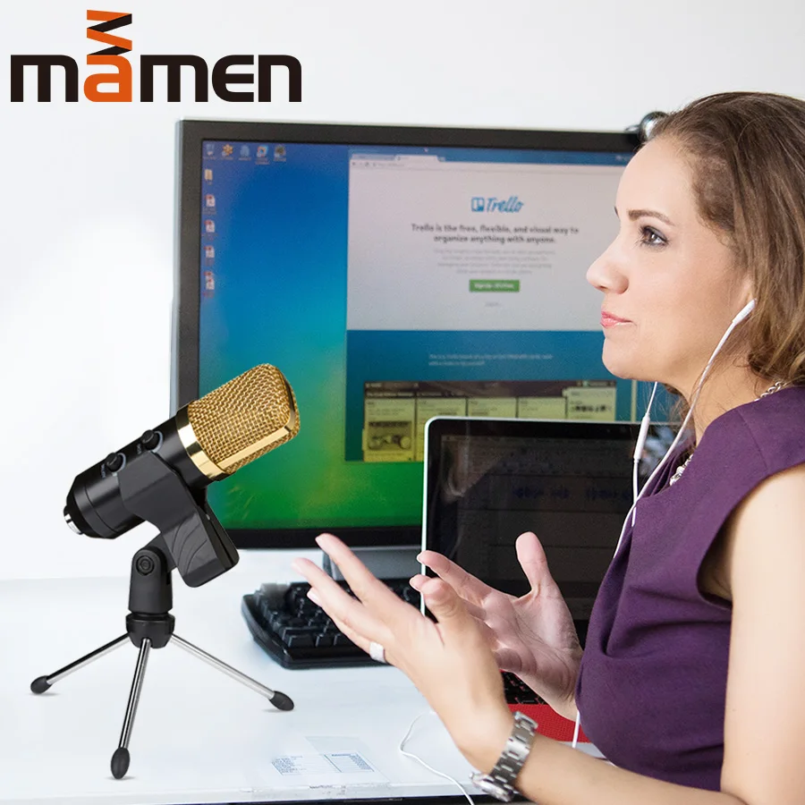 MAMEN металлический USB конденсаторный микрофон записи для ноутбуков, Mac или Windows Кардиоидная студия записи вокала голоса, YouTube