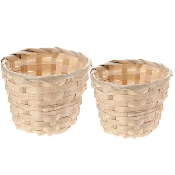 

Small Basket Desktop Finishing Home Storage Bamboo Weaving Products Sundries Organizer Rattan Plant Box Wicker Basket
