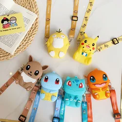 Sac à bandoulière Pokemon Pikachu en Silicone, mignon porte monnaie Kawaii, personnage de dessin animé, mode, jouets pour enfants, cadeaux 