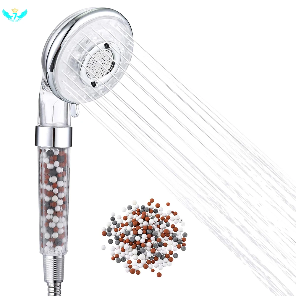 

Ionic Shower Head Handheld Filter High Pressure Shower head 40% Water Saving With 3 Sprays Settings & Water Stop Mode