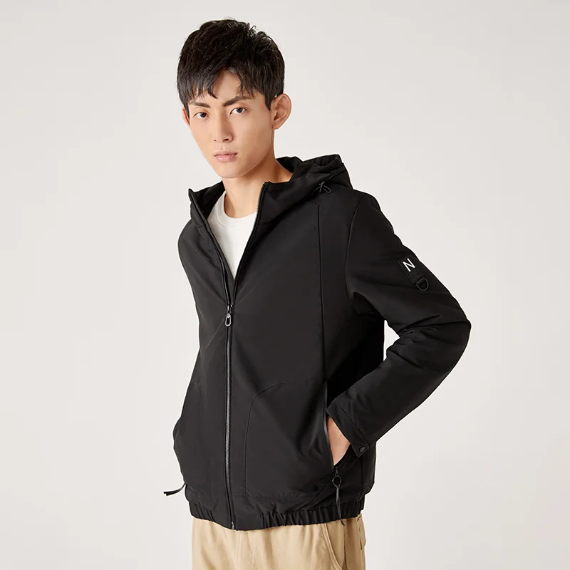 black SEMIR, зимняя новинка, хлопковая куртка для мужчин, корейский бизнес, красивый, ветровка, теплое хлопковое пальто, куртка с капюшоном для мужчин - Цвет: black