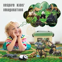 Kids Animal Jungle Zoo Models Play Mat Panda Lion Tiger Giraffe Collection Cloth Map Figure Set Simulation Toy For Children Gift 2