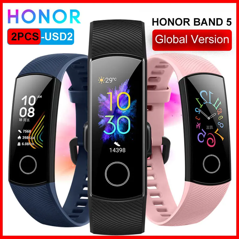 Глобальная версия HONOR Band 5 NFC Браслет Смарт Кислород в крови Несколько циферблатов