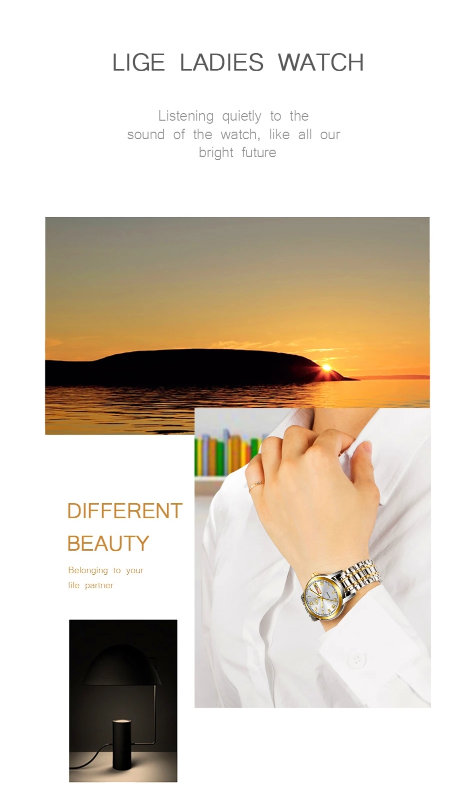 LIGE Fashion Women Watches Gold Blue Ladies Bracelet Watches Reloj Mujer 2020 New Creative Waterproof Quartz Watch For Women+Box