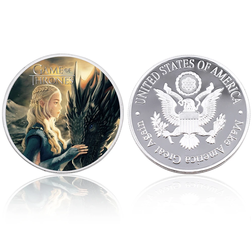 Home Decorative Non-currency Souvenir Coin 999.9 Silver Plated Game of Thrones Metal Coin Artwork