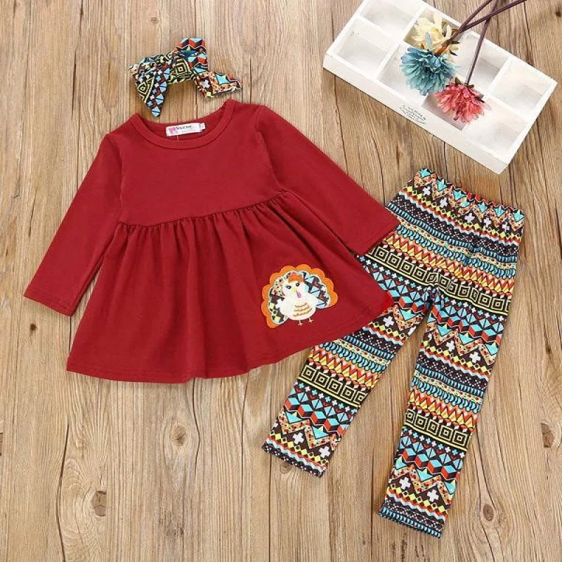 Комплект из 3 предметов для маленьких девочек платье с длинными рукавами в стиле