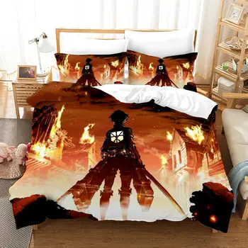 

Bedding Set 2/3 Piece Set Anime Attack On Titan Printing Bedding Set Microfiber Duvet Cover Set Comforter Cover Pillowcases