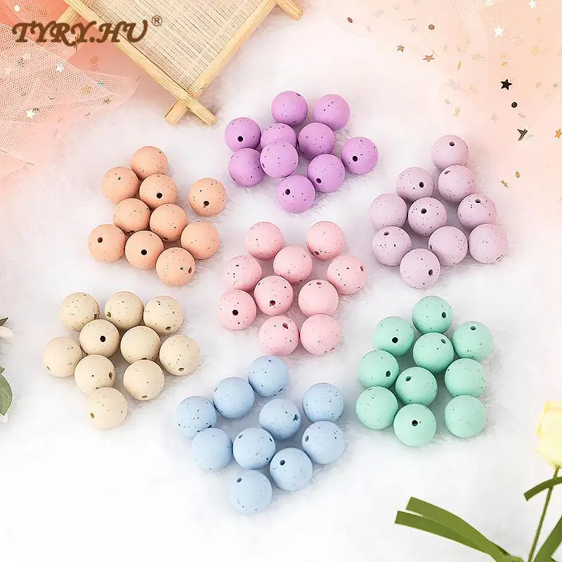 TYRY.HU 50pcs 15mm Silicone Beads DIY Pacifier Chain Necklace Food Grade Bead Nursing DIY  Baby Teether Pearl BPA Free