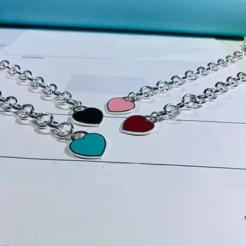

Classic color s925 sterling silver bracelet, enamel love pendant, holiday gift for boudoir, fashion bracelet