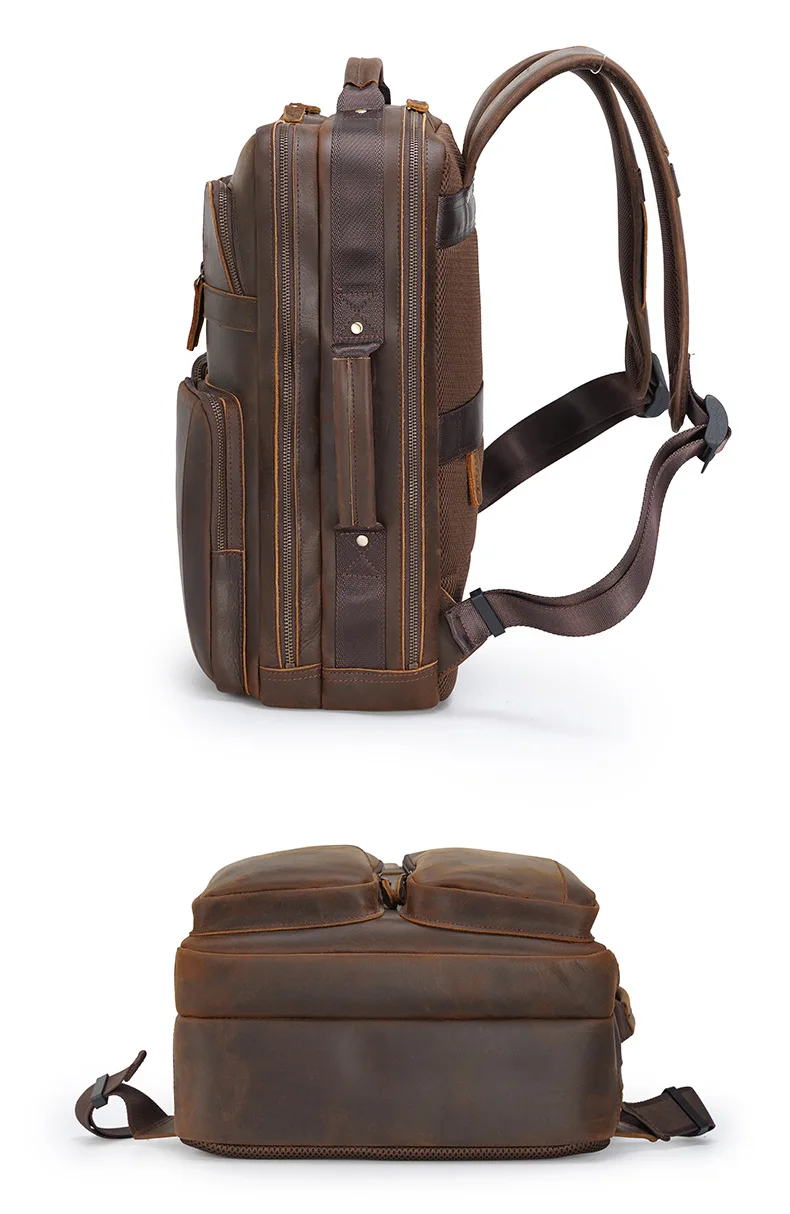 Genuine Leather Backpack Side View