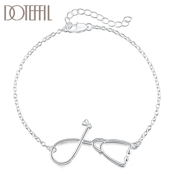

DOTEFFIL 925 Sterling Silver Stethoscope Bracelet For Women Wedding Engagement Party Fashion Jewelry
