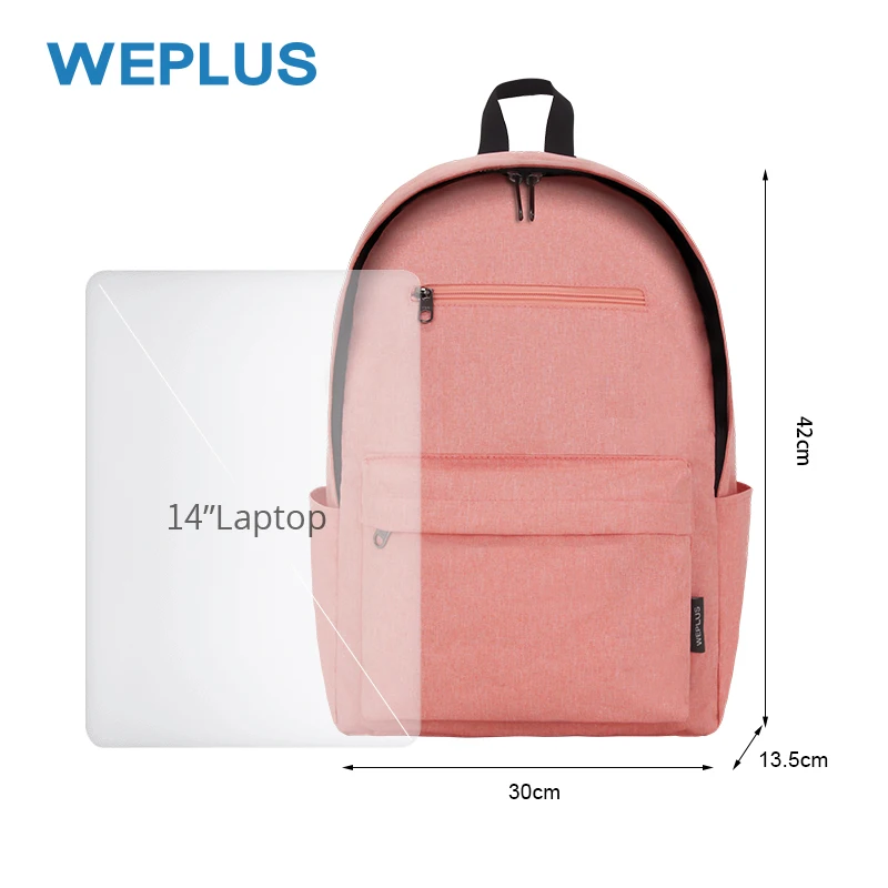 WEPLUS для женщин 14 дюймов рюкзак для ноутбука для школы Новая модная повседневная дорожная сумка для девочек 5 цветов Холст водонепроницаемый рюкзак