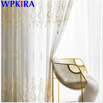 

Light Luxury Tulle Curtains For Living Room Window Blinds Embroidery Voile Sheer Curtains Bedroom Kitchen Drape 1pc X-ZH205#30
