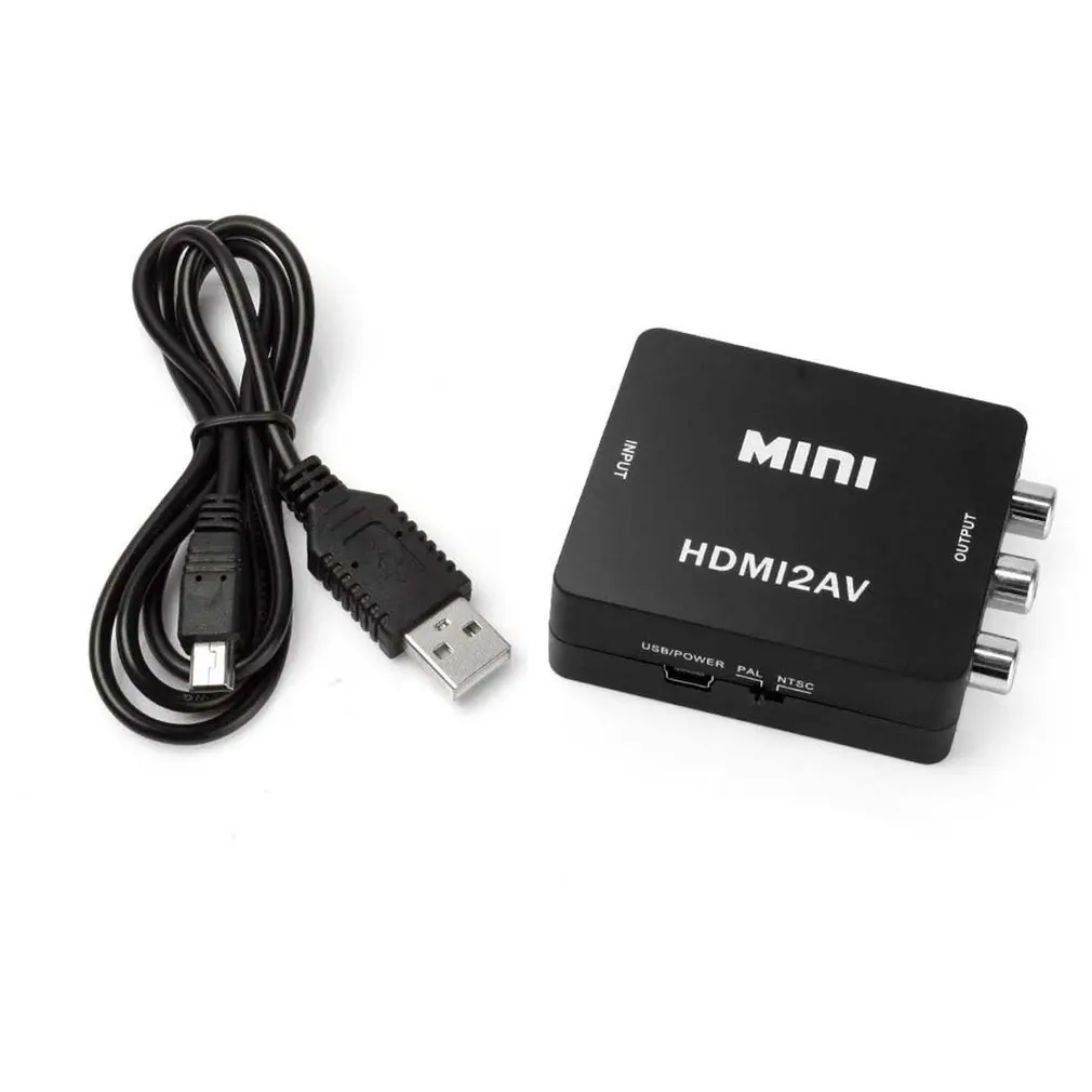  1080P Mini Hd Converter Box Hdmi a Rca Av Cvbs Video Composito Audio Adattatore Ac