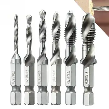

6pcs/set Hand Tap Drill Hex Shank HSS Screw Spiral Point Thread Metric Plug Drill Bits M3 M4 M5 M6 M8 M10 Hand Tools #734