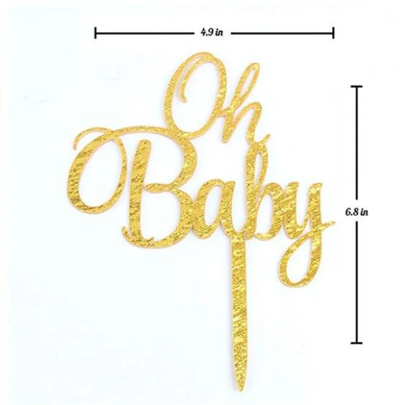 OH Baby Блестящий Золотой торт Топпер детский душ 1 для празднования первого дня рождения украшения из акрила торт Топпер поставки