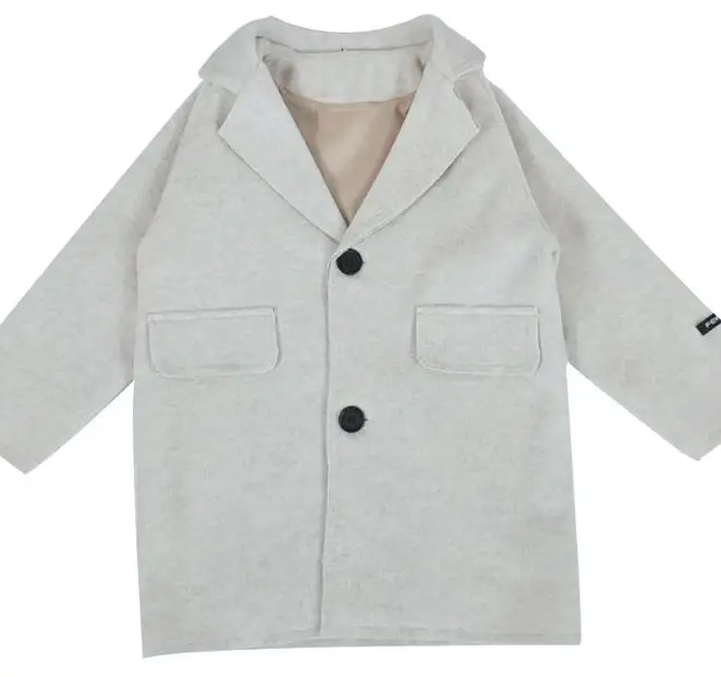 light grey Г. Корейское шерстяное пальто для девочек осенне-зимние однобортные шерстяные пальто для больших девочек детские повседневные пальто - Цвет: light grey