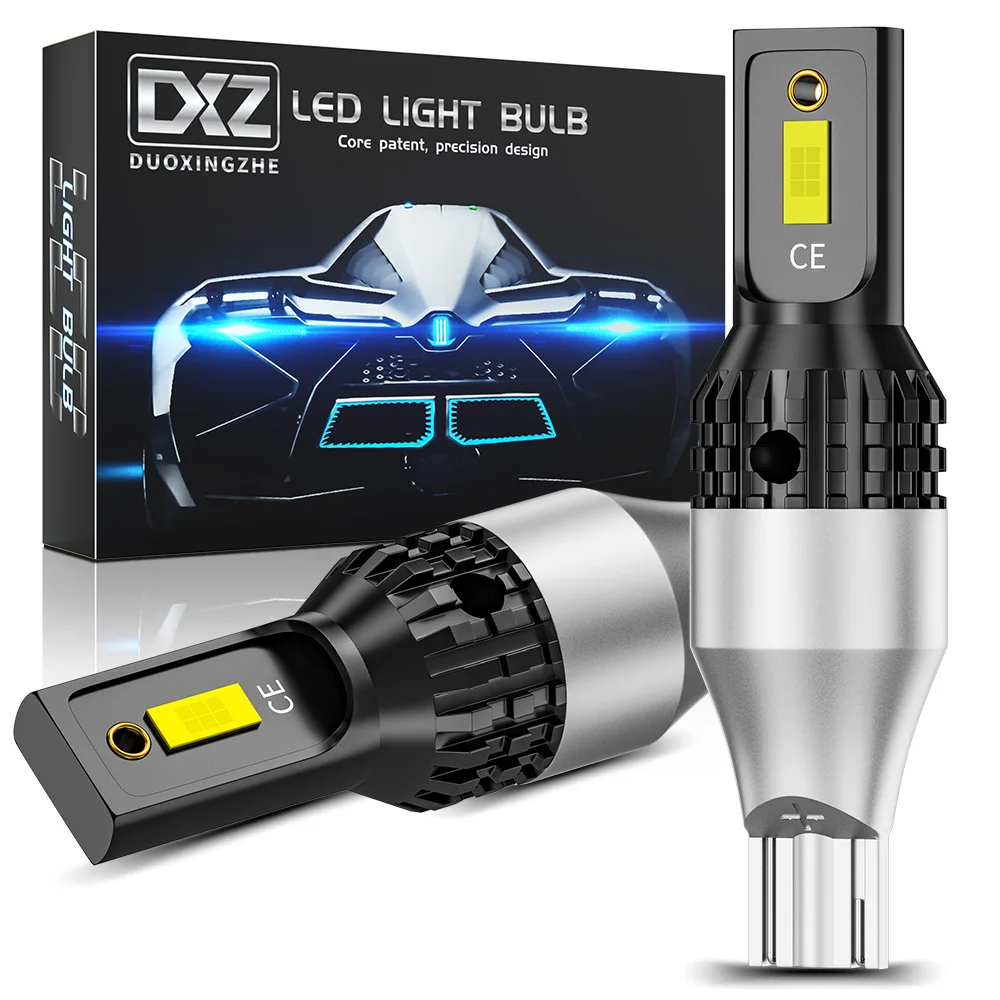 

DXZ 2pcs T15 W16W LED T16 Canbus Bulb 2-SMD 1200LM 921 912 Car Turn Signal Reverse Backup Brake Light Bulbs Auto Lamp 12V 6500K