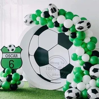 

109pcs/Set 18inch Soccer Party Balloon Garland Kit Black Green White Latex Balloon With 16ft Strip For Football Party Decoration