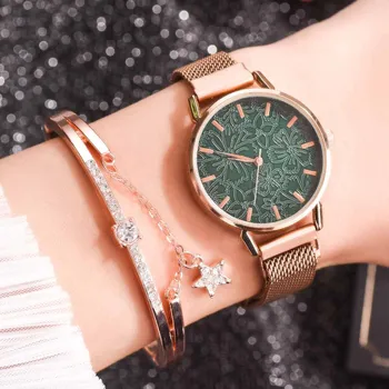 

Fashion Small And Delicate European Beauty Simple Casual Bracelet Watch Suit Luxury Diamond Rose Gold Ladies Wrist Watches #1