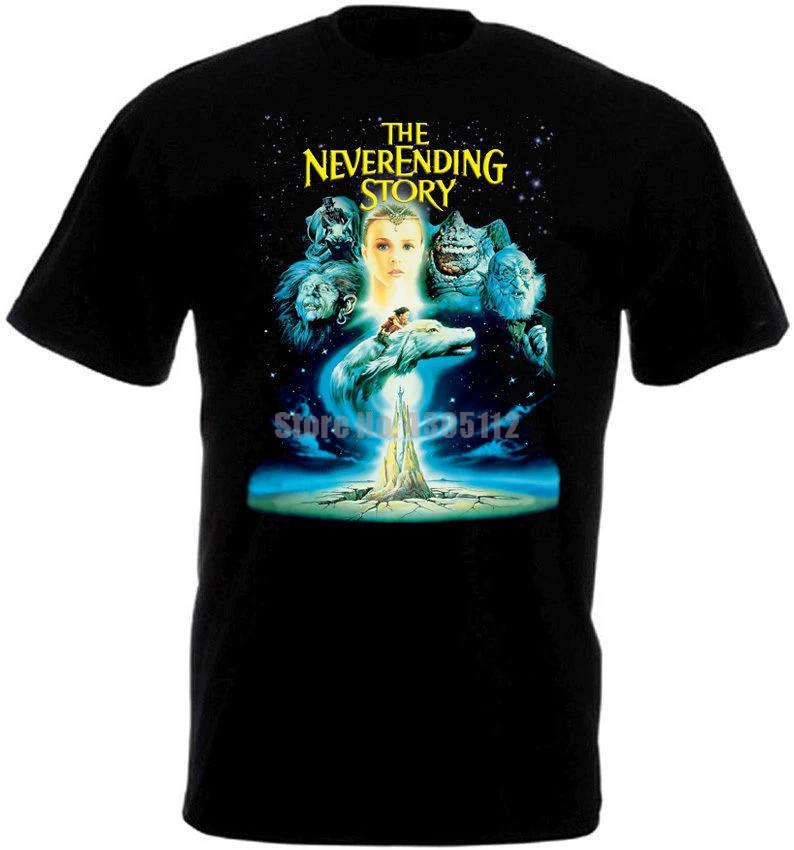 Забавные мужские футболки с изображением постера из фильма The Neverending Story Harajuku топ