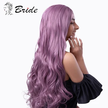 

BRIDE Long Wave Wig For Women Heat-resistant Synthetic Wig Purple Cosplay Wig Women Natural Hair Extension Party Daily Use Wig