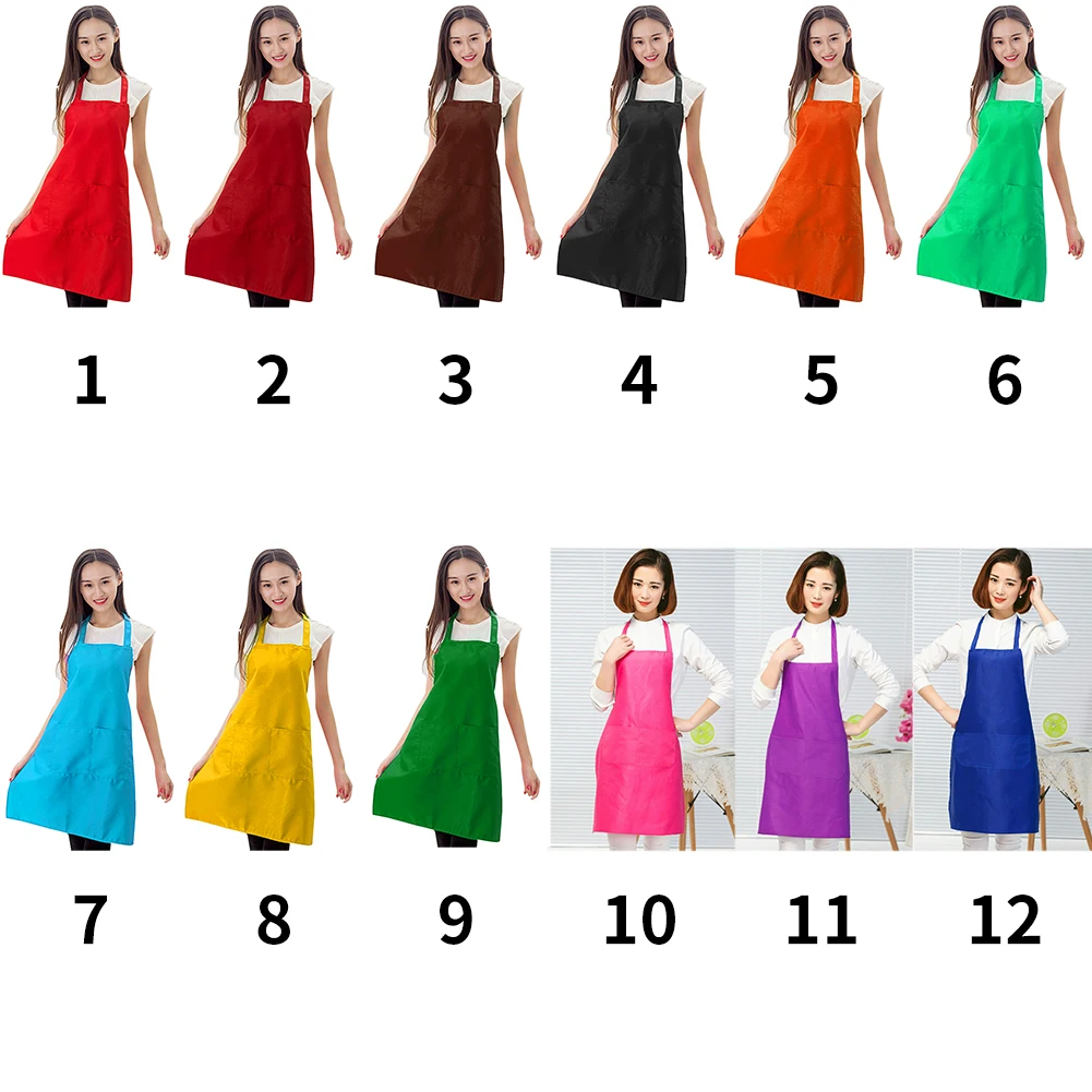 Women Men Kitchen Apron Home House Chef Butcher Restaurant Cooking Baking Dress Lady Apron with Pockets Kitchen Accessories