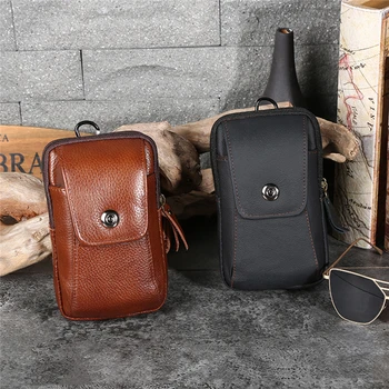 

Wear-resistant PU HOT SALE Outdoor Small Wallet Fanny Pack Multi-Function Phone Coin Men Waist Bag Vintage On The Belt