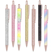 

5Pieces Creative Beautiful Ballpoint Sparkly Click Metal Retractable Pen For Women And Girls School Office Supplies Gifts