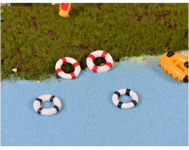 4 Pcs Micro-Landscape Creative Green Planting Gift Mediterranean Style Swimming Ring Lifebuoy Decorative Ornaments