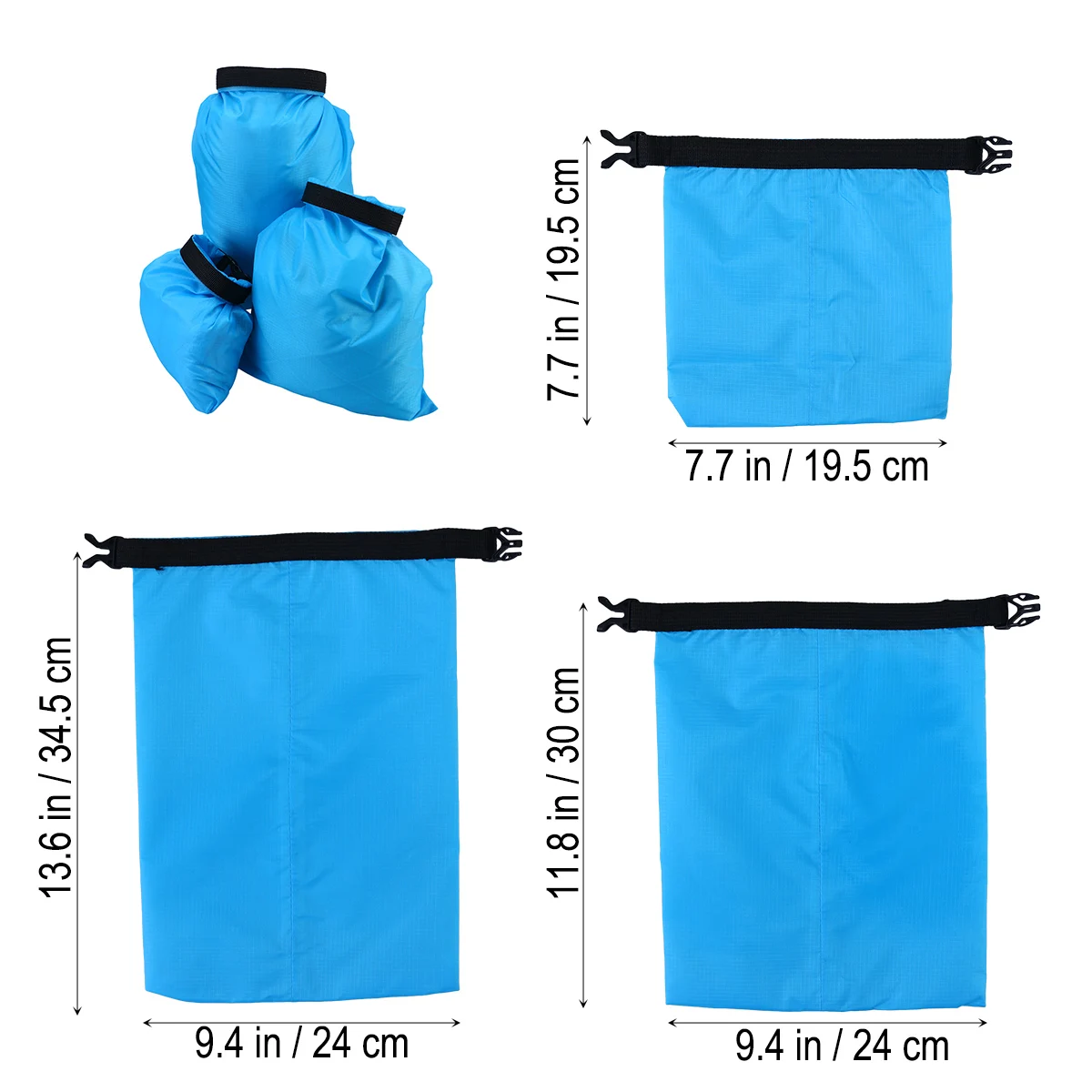 3 pcs 1.5L+2.5L+3.5L Waterproof Dry Bag Storage Pouch Bag for Camping Boating Kayaking Rafting Fishing(Green