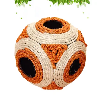 

1 PC Sisal Hemp Ball Practical Colorful Fun Sands Safe Pet Toys Playing Ball Feather Ball for Cat