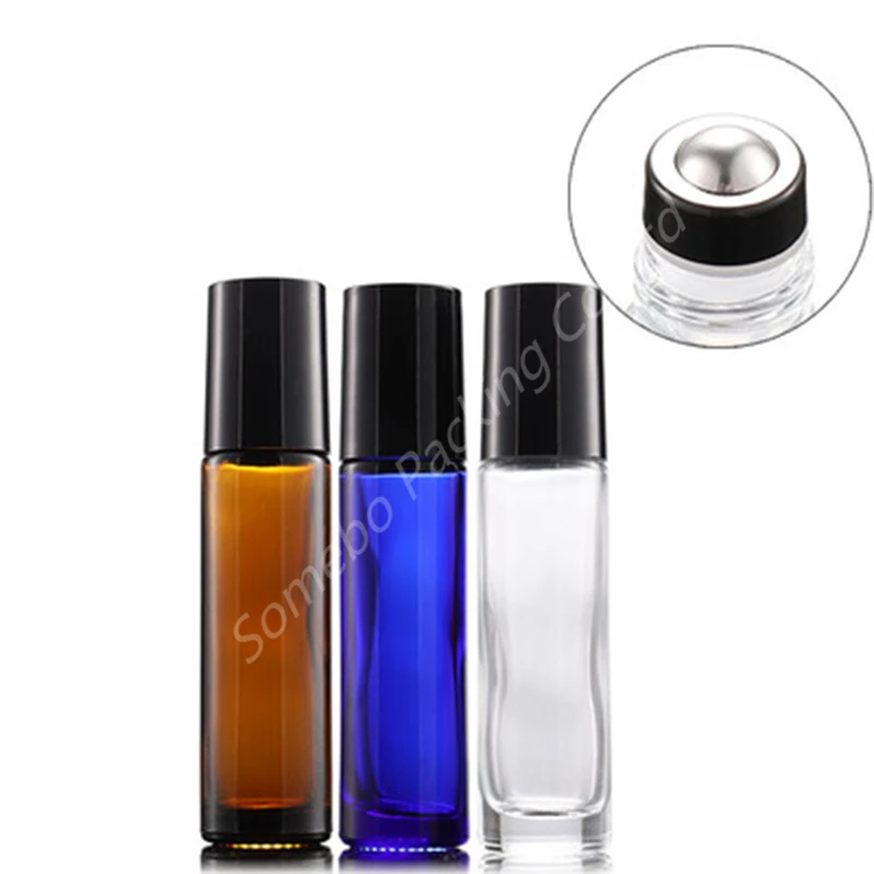 200pcs 10ML Glass Roll On Essential Oil Empty Parfum Bottles Steel Roller Ball with Black Ring Travel Use Necessaries | Красота и