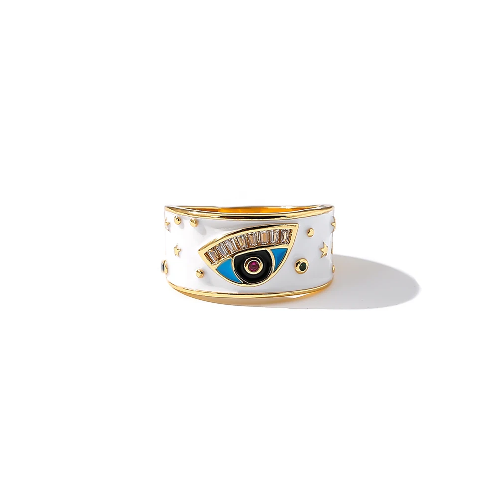 Yhpup, цветные женские кольца с эмалью, этнический глаз дьявола, винтажное индийское кольцо, циркониевое регулируемое ювелирное изделие для женщин, ювелирные изделия для вечеринок, Новинка