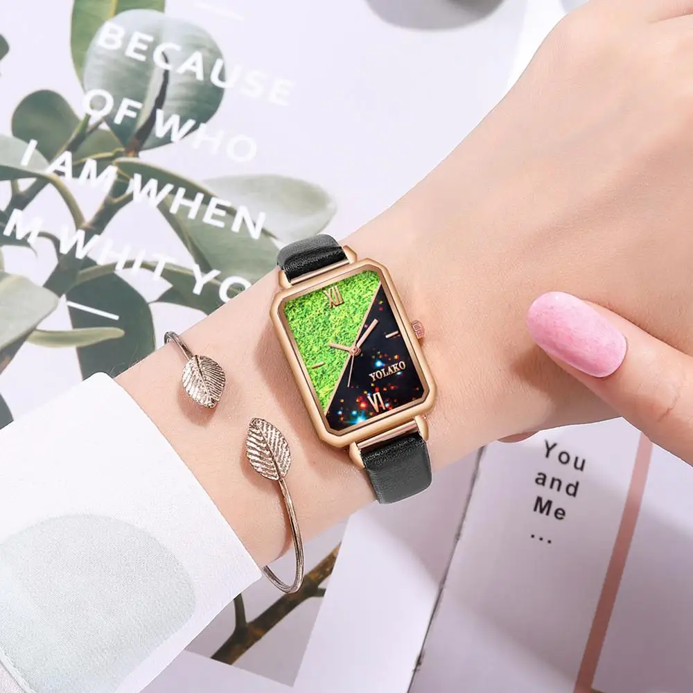 

Fashion Starry Sky Design Rectangle Women Watches Luxury Female Quartz Watch Simple Ladies Wristwatches Woman Leather Clock
