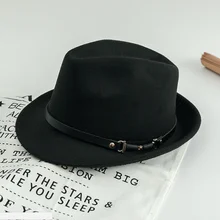 fedoras Женская мода джаз шляпа осень зима полушерстяная Кепка открытый пояс Кепка с пряжкой