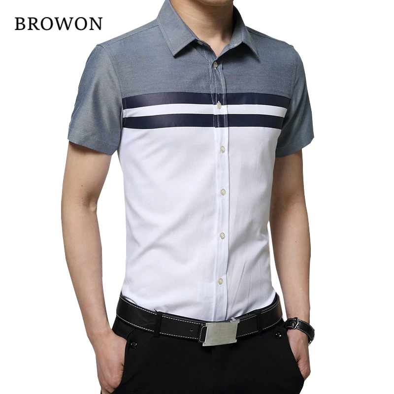 BROWON New Arrival Mens Shirt Fashion Short Sleeve Men Shirt Regular Fit Striped design Social Shirt Camisa Social Masculina BROWON New Arrival Mens Shirt Fashion Short Sleeve Men Shirt Regular Fit Striped design Social Shirt Camisa Social Masculina
