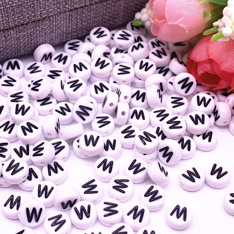 100pcs/lot 7x4mm Letter Beads Round Shape Alphabet Letter Charms Make Jewelry Accessories