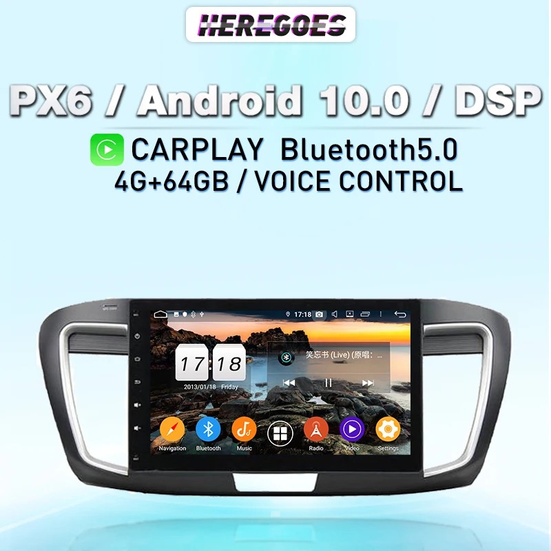 

Автомагнитола Carplay PX6, 10,1 дюйма, Android 10,0, 8-ядерный автомобильный DVD-плеер, GPS-навигация, 4G LTE, радио для Honda ACCORD 9, 2014, 2015, 2016, 2017