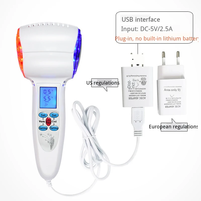 Color Light Facial Aesthetics Therapy Acne Machine Ice Hot Compres Massager For Face Shrink Pores S