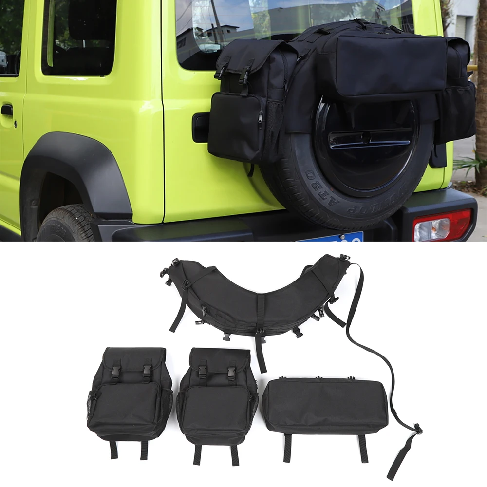 for Suzuki Jimny 2019 2020 2021 JB43 JB64 JB74 Spare Tire Storage Bag Cargo Organizer Bags Car Accessory Black for Suzuki Jimny