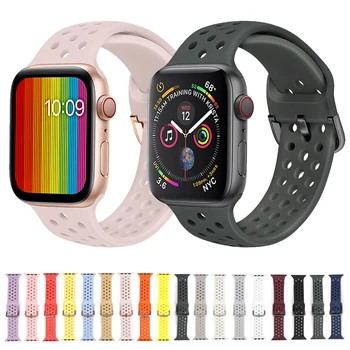 

Strap For Apple Watch band 44mm 40mm Sport Silicone Bracelet for iWatch Series 1 2 3 bands 38mm 42mm Apple watch 4 Accessories