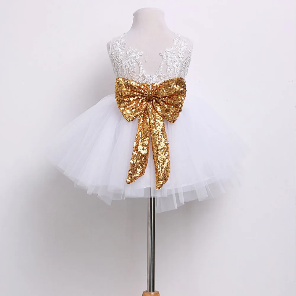 От 6 месяцев до 10 лет платье для маленьких девочек кружевное платье принцессы с бантом и пайетками на свадьбу платье на крестины на первый день рождения