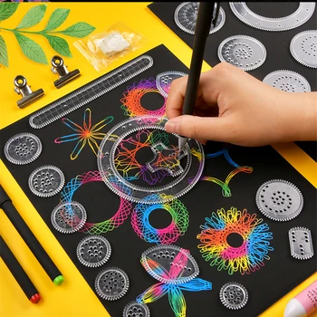 

Art creative painting template cartoon wonderful puzzle children's drawing gear geometry ruler drawing accessories DIY