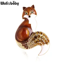 Wuli & baby Стразы эмалевые Броши с лисой для женщин животные для Вечерние Повседневная брошь булавки подарки Wuli & baby Стразы эмалевые Броши с лисой для женщин животные для Вечерние Повседневная брошь булавки подарки