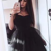 Black Homecoming Dress A-Line/Princess Sleeveless Satin Strapless Short/Mini Dresses for Party