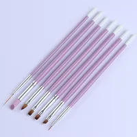 7 PCS Combination Nail Art Brush Set French Liner Dotting Acrylic Builder Flat Crystal Painting Drawing Carving Pen For Gel 2