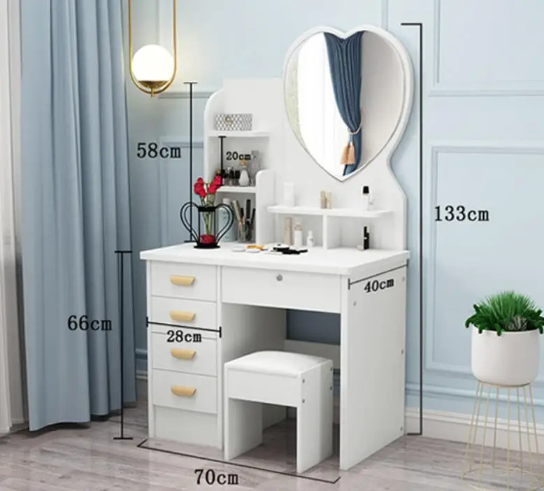

Modern simple and economical girl make-up table storage cabinet integrated make-up mirror