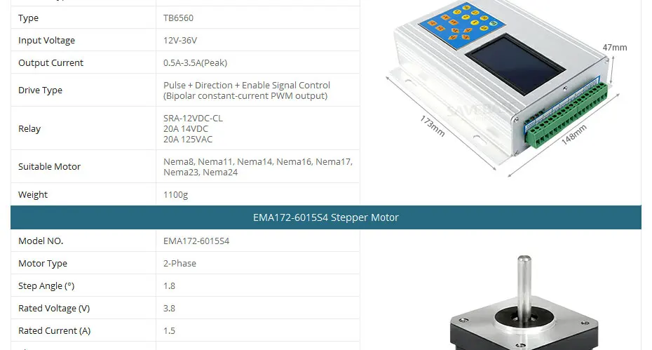 ЧПУ Маршрутизатора Комплект 4-оси M335 Драйвер Мотора 0.5A-3.5A+ 1.26 Nm Nema23 Шаговый Мотор